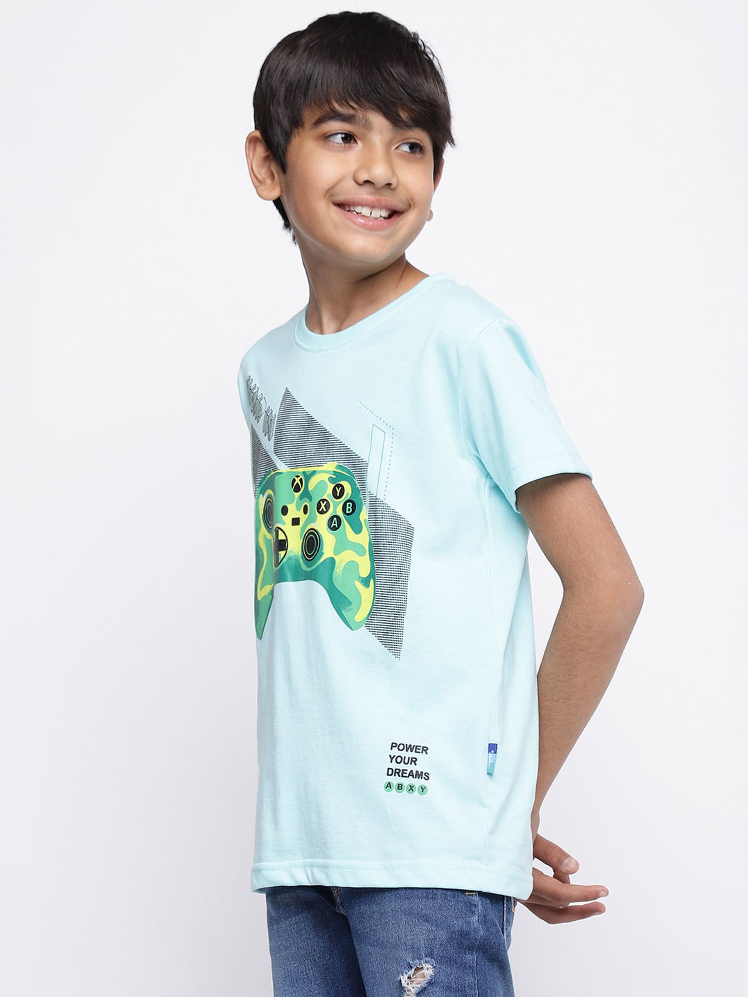 Lil Tomatoes Kids Blue Printed T-Shirt