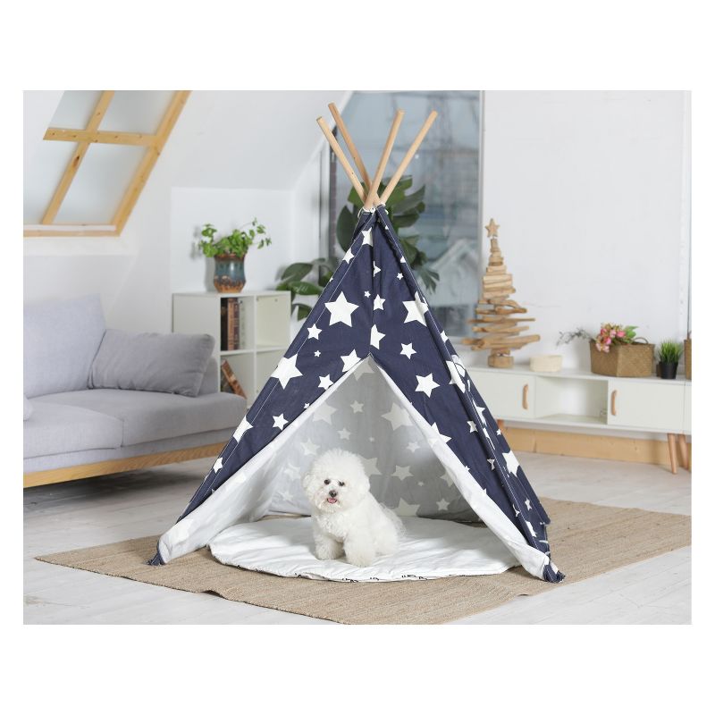 Dogs Tent - Blue with White Stars - Medium