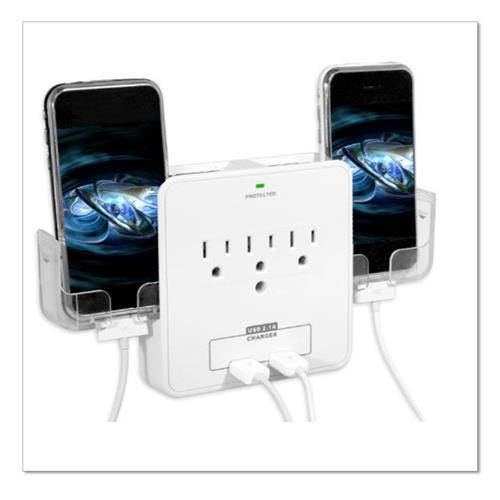 RND Wall Power Station 3 AC Plugs and 2 USB ports with Surge Protection