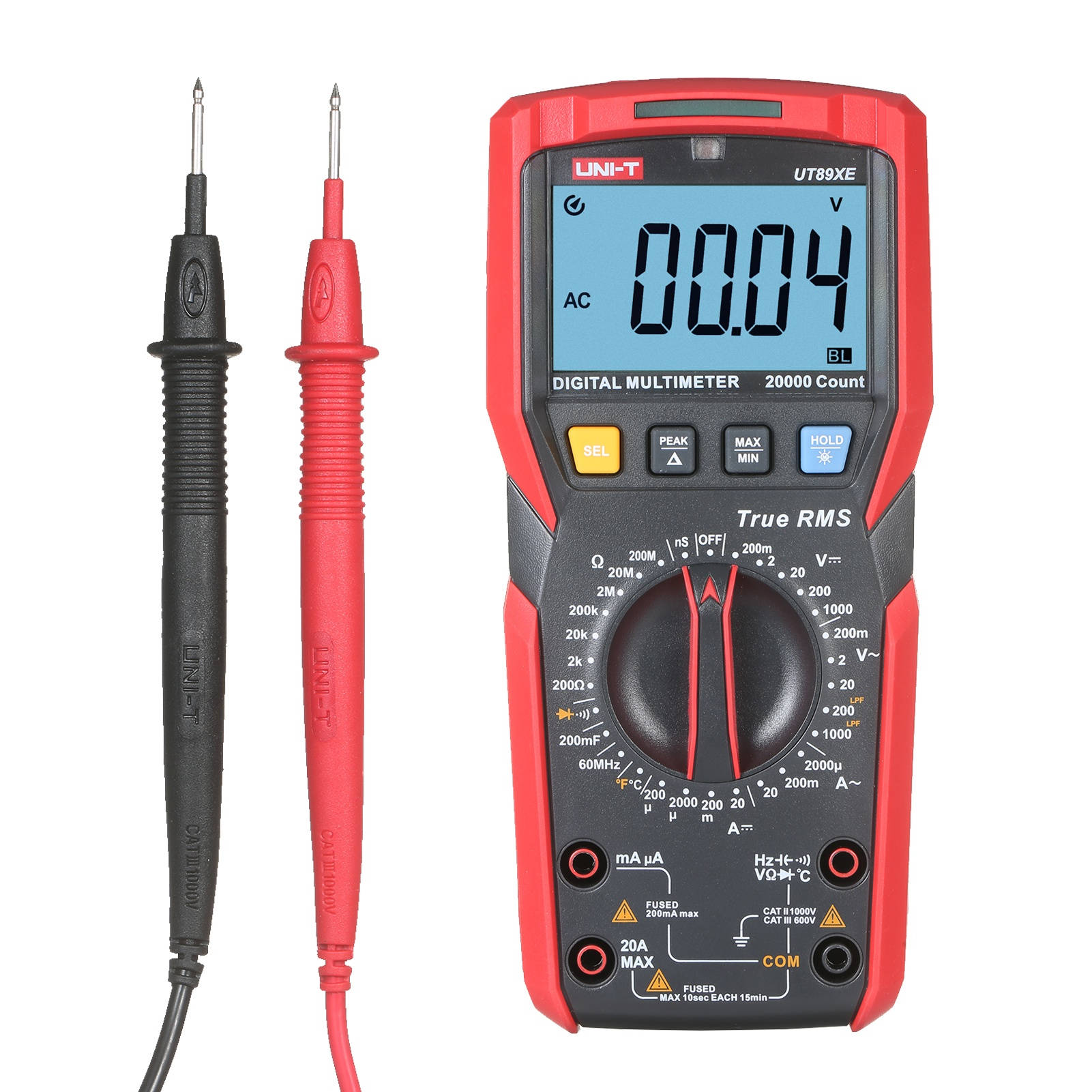 UNI-T UT89XE 2.8-inch LCD Digital Multimeter 20000 Counts True RMS Portable High Precision Universal Tester Voltmeter Ammeter LPF Ohm Volt Amp and Diode & Continuity Temperature Tester 1000V Voltage