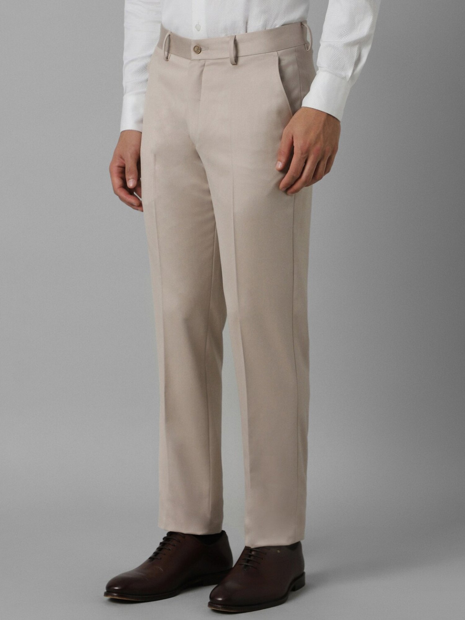 Louis Philippe Beige Slim Fit Trousers