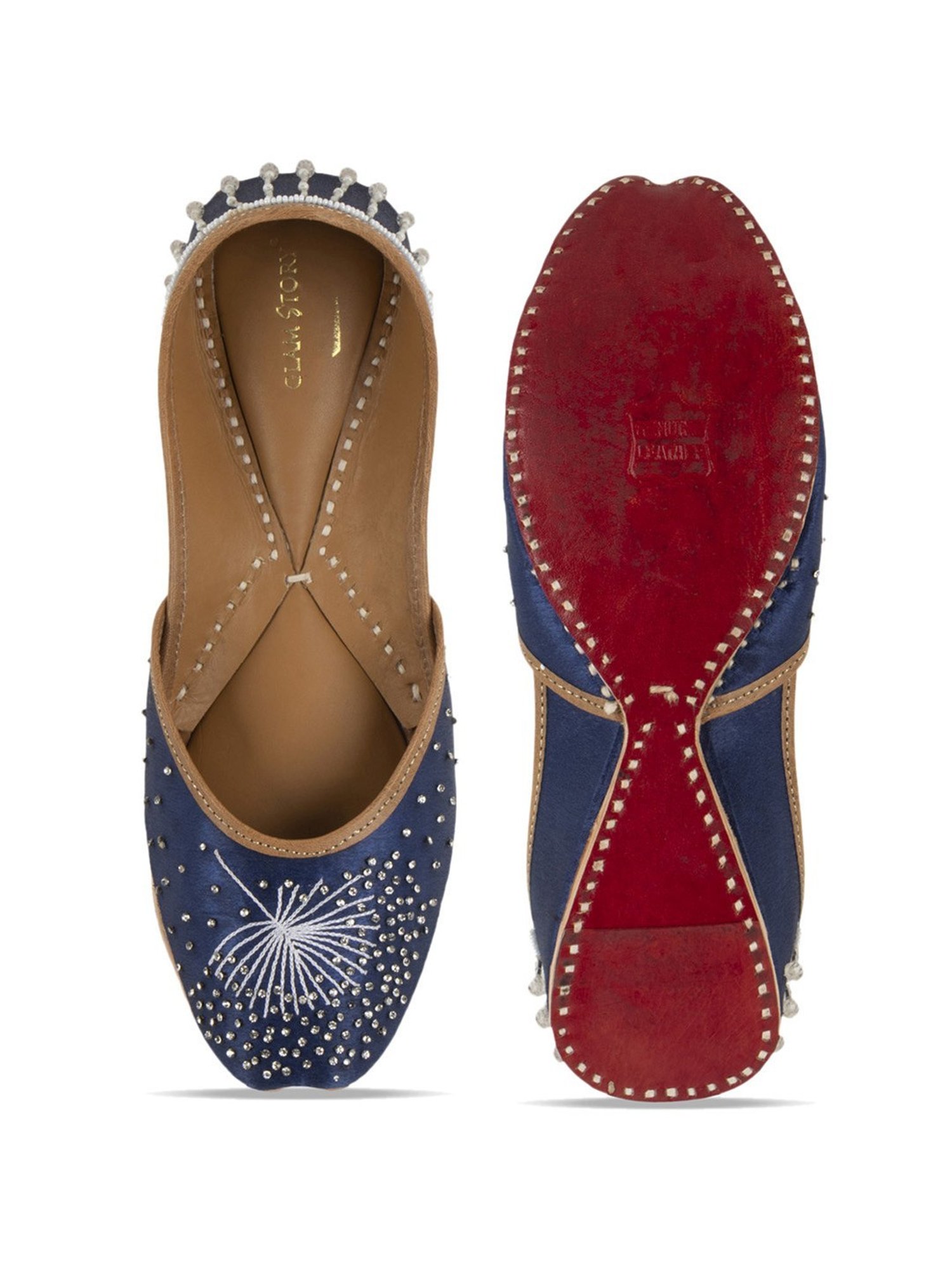 Glam Story Women's Blue Ethnic Juttis