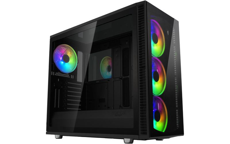 Fractal Design Define S2 Vision RGB Computer Case - Black - Tempered Glass - 5 x Bay - 4 x 5.51" x Fan(s) Installed - 0