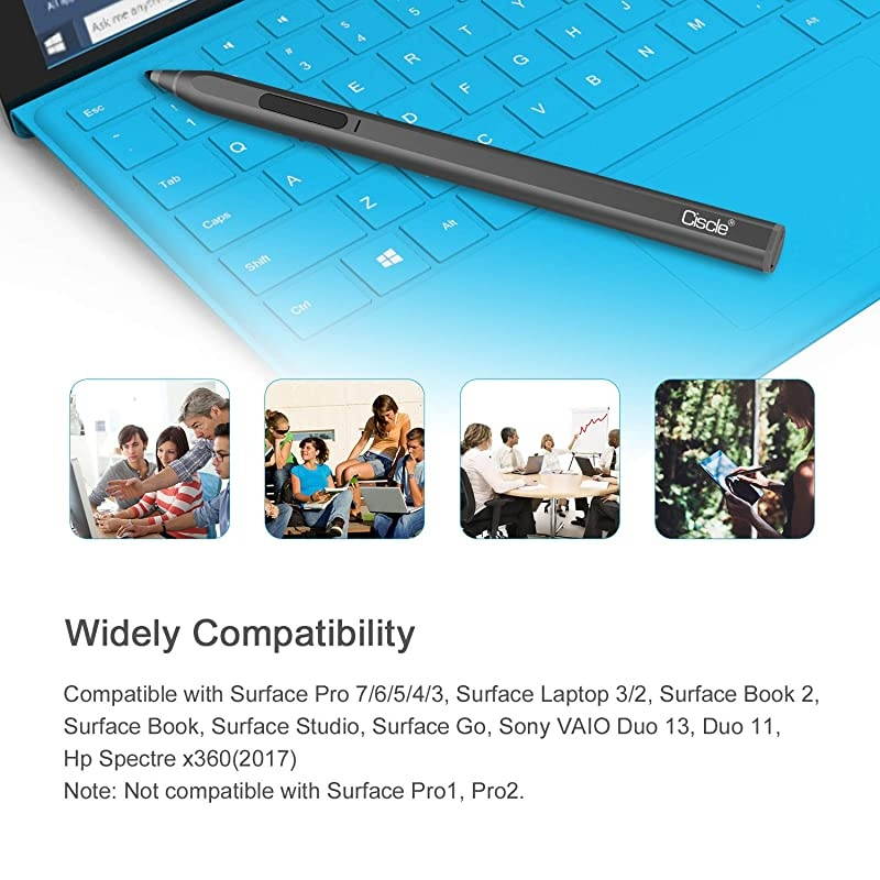 HighEfficiency Charge Digital Stylus Pen with 4096 Levels of Pressure Sensitivity and Palm Rejection Function Tilt Magnetic Attachment Digital Pen Compatible for Surface ProGoBookBlack