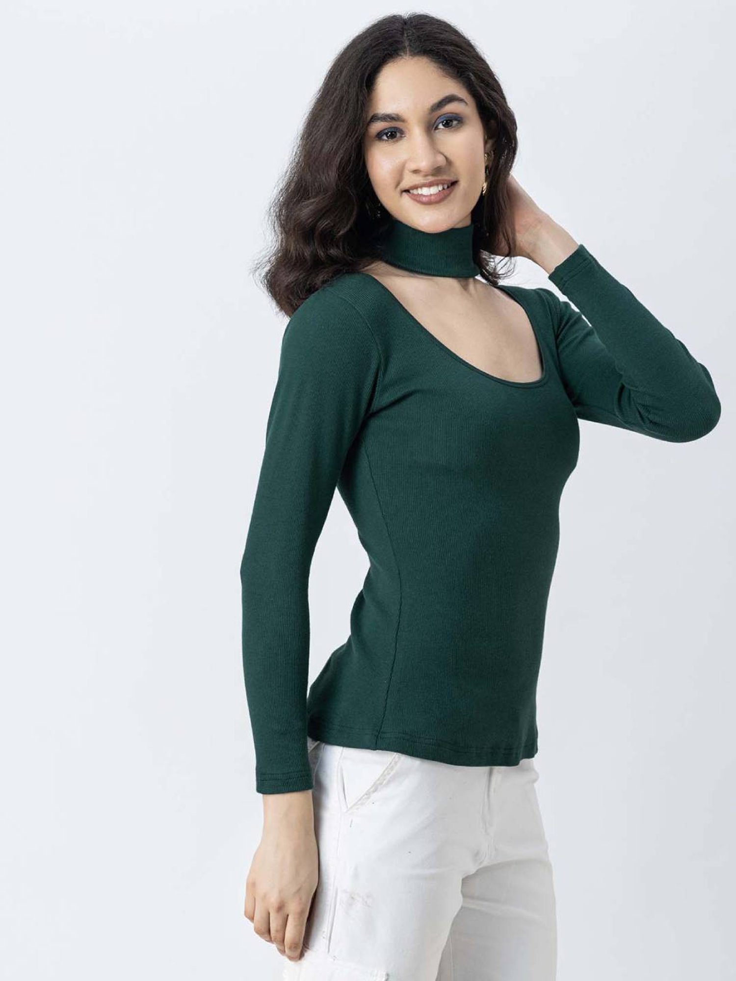 Moomaya Green Slim Fit Top