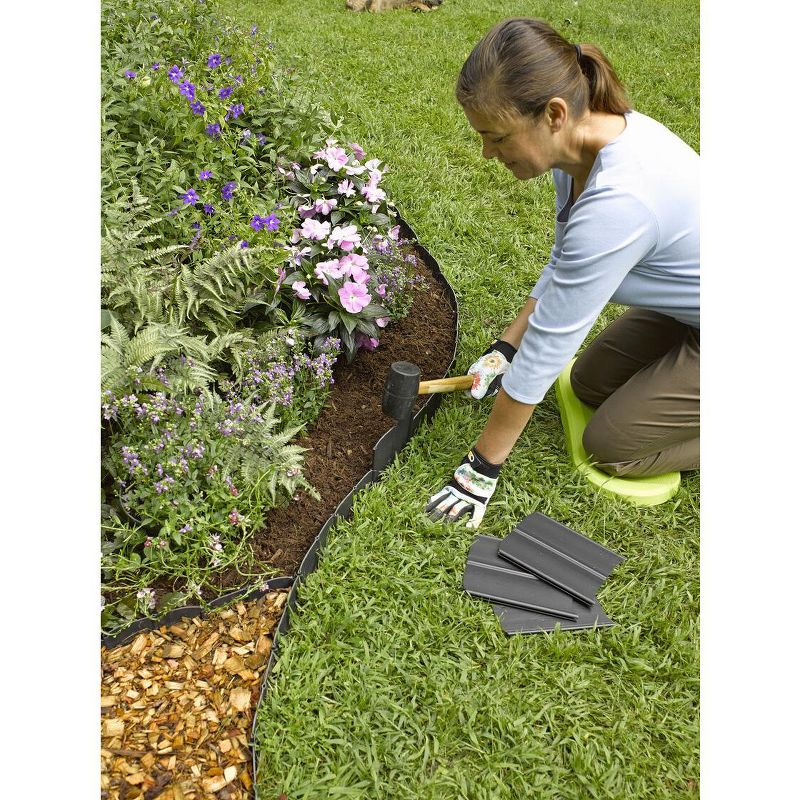 Easy No- Dig, Pound-In, Interlocking Landscaping Edging Kit 8" Tall, 20' Long - Gardener's Supply Company