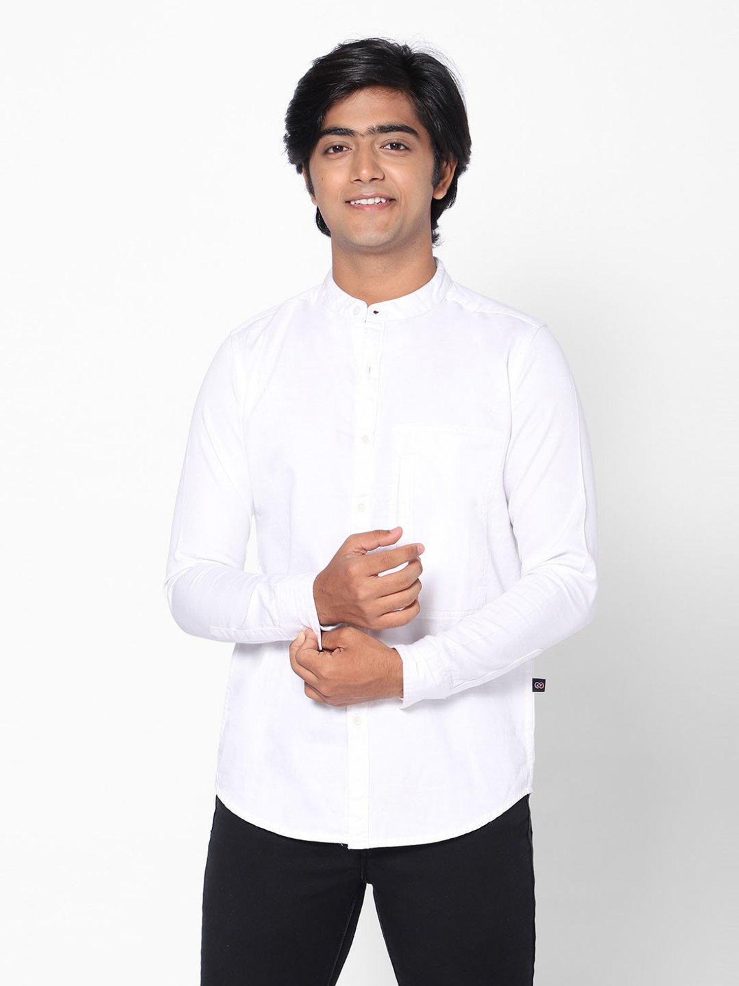 TeenTrums Boys White Solid Full Sleeves Shirt