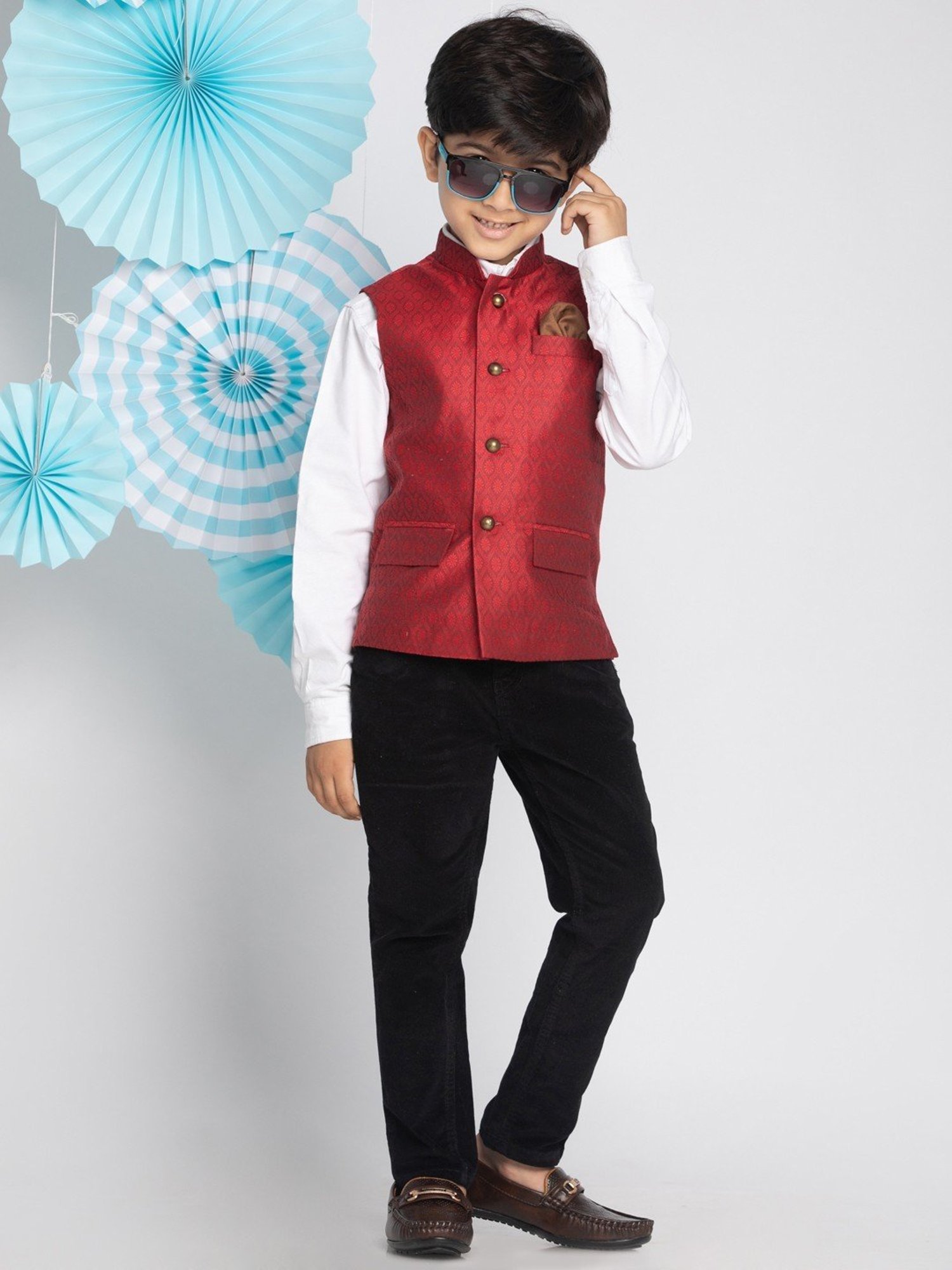 Crimsoune Club Kids Mint Solid Full Sleeves Blazer