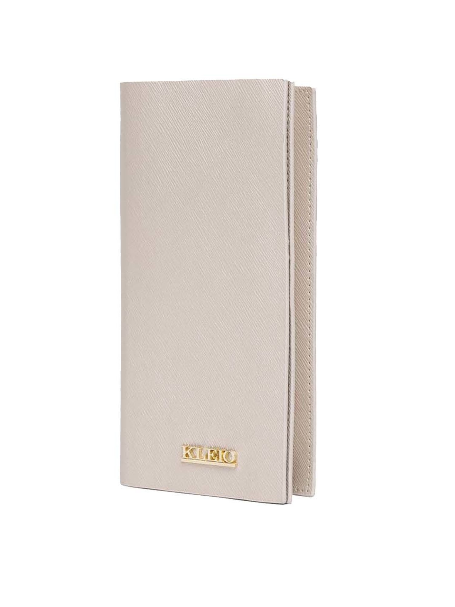 KLEIO Cream Solid Zip Around Wallet for Women