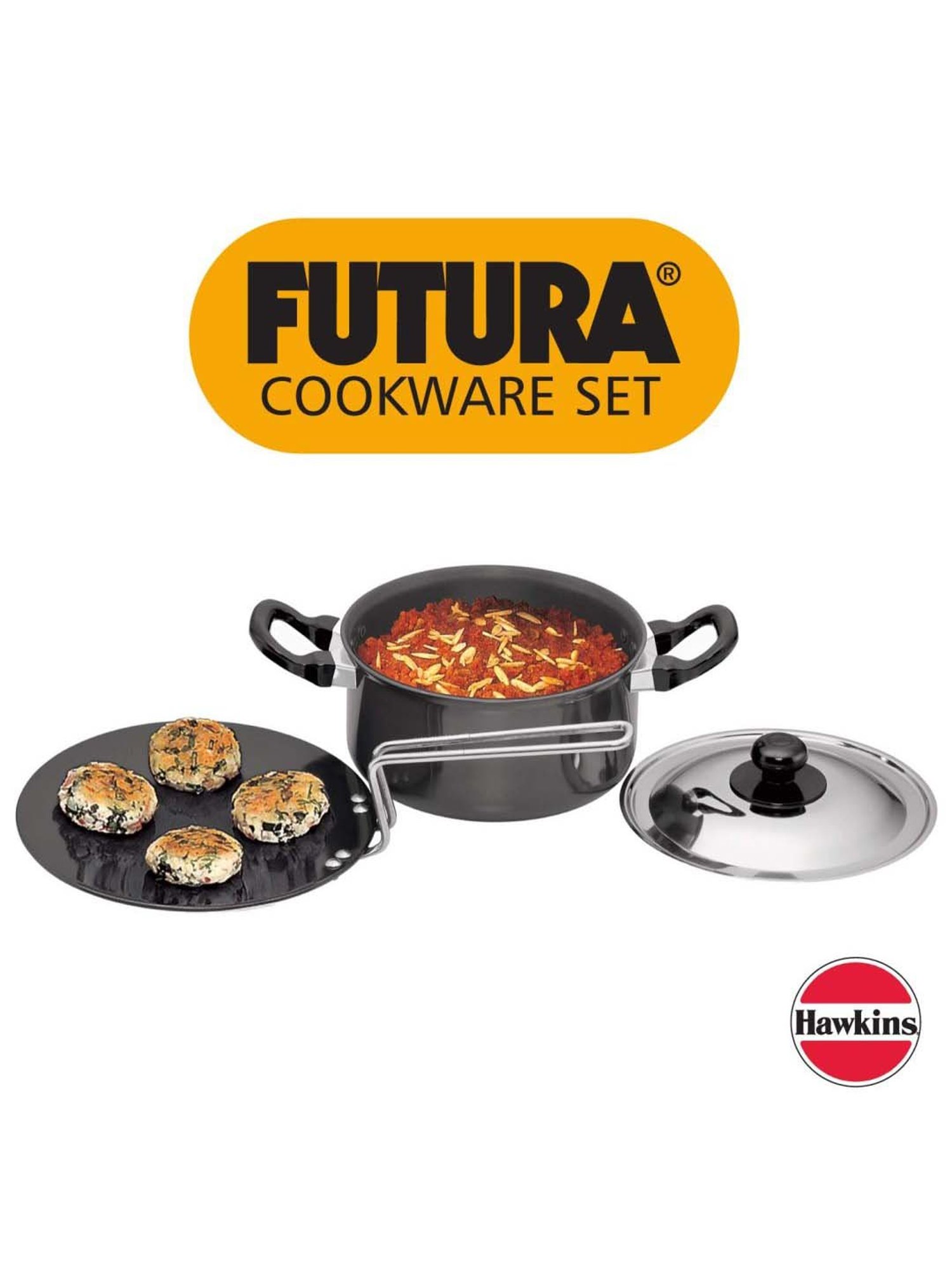 Hawkins Futura Black Aluminium 2 Piece Cookware Set