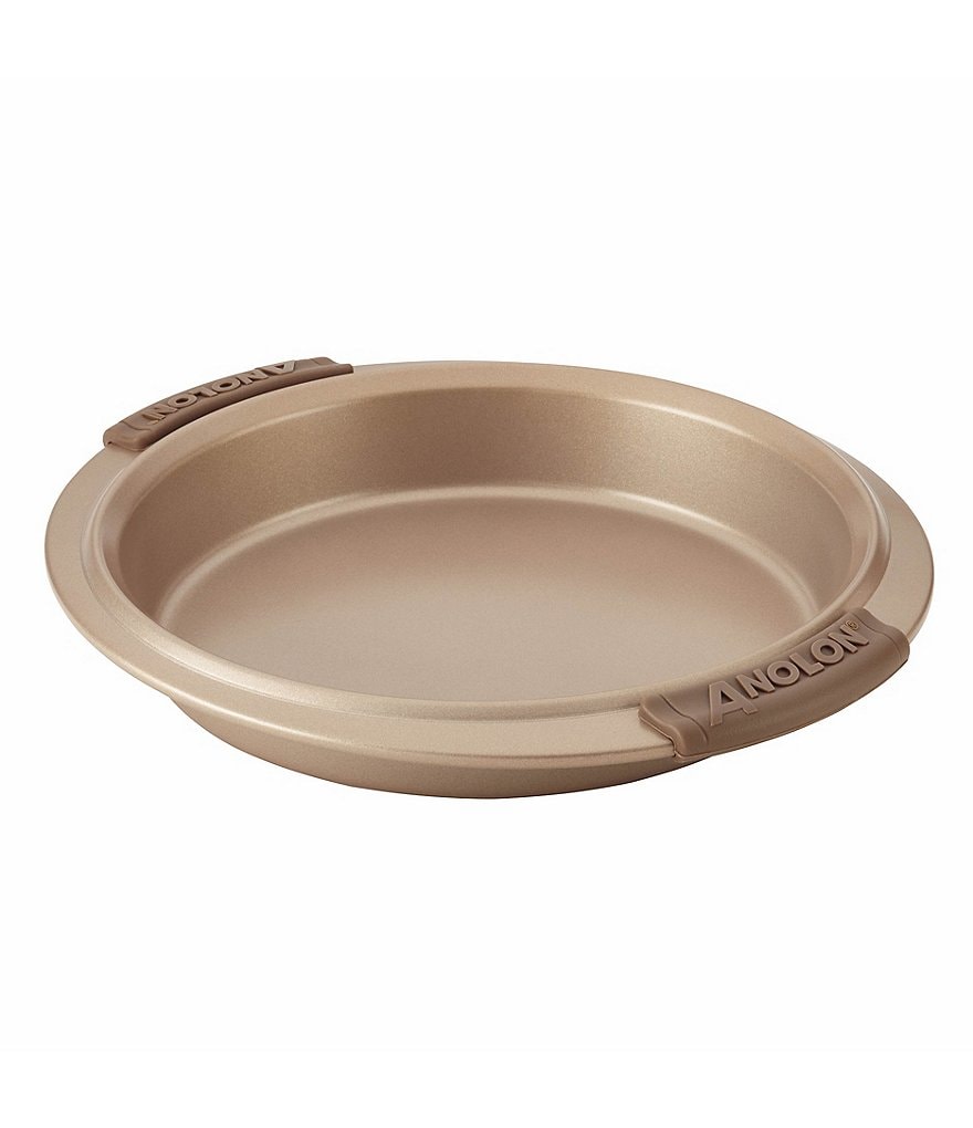 Anolon Advanced Bronze Nonstick 9#double; Round Cake Pan with Silicone Grips