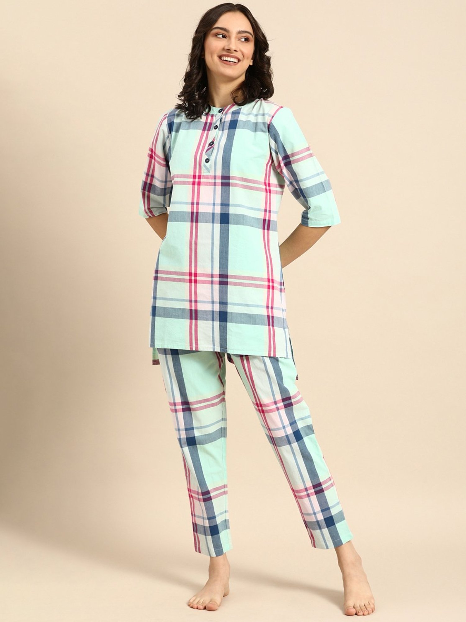 Clt.s Multicolor Check Tunic With Pyjamas