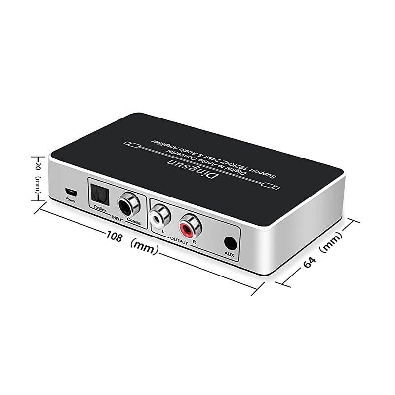 to RCA Digital to Analog Audio Converter to Analog Converter with Remote DAC Converter Support 192KHz24bit with IR Remote Control Cable and Power Adapter Silver