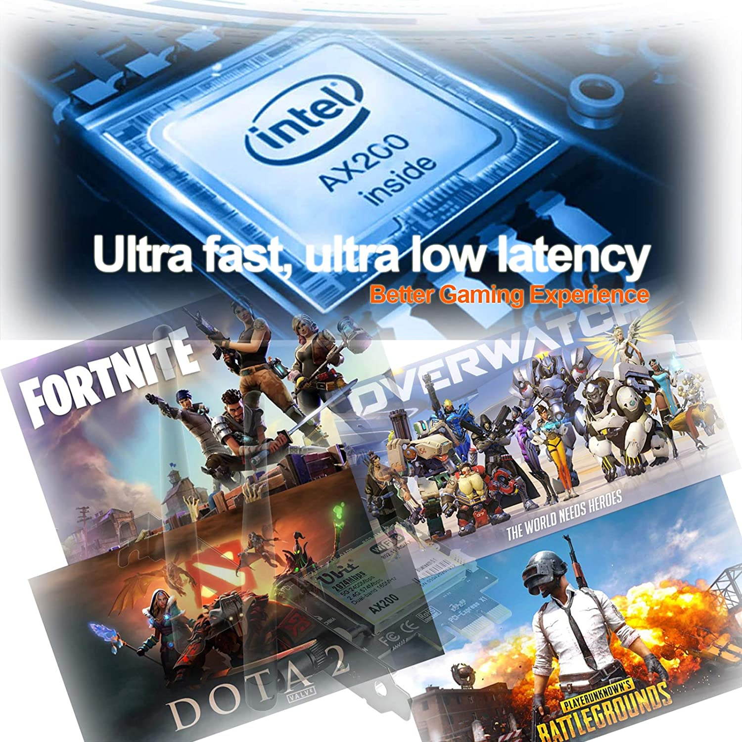 WiFi 6 Card for PC | Wireless PCIe WiFi Card | Max 3000Mbps with Bluetooth 5.1 | Intel AX200 Chip,MU-MIMO,OFDMA,Ultra-Low Latency | 802.11AX Dual-Band PCI-E Card (for Windows 10, 64-bit Only)