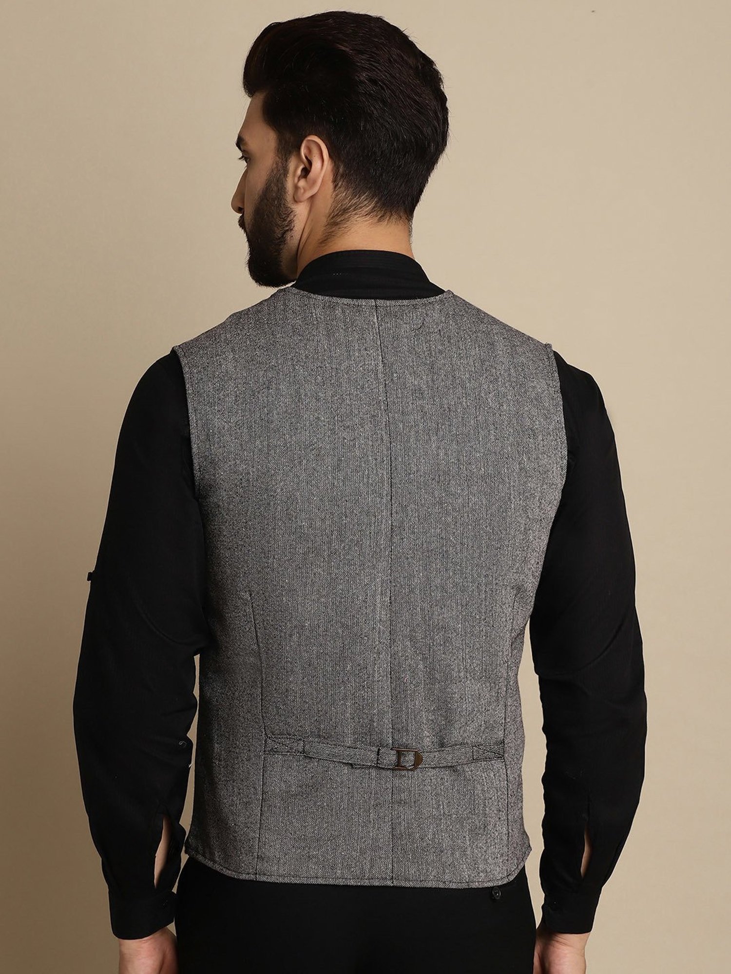 Even Grey Regular Fit V Neck Waistcoat
