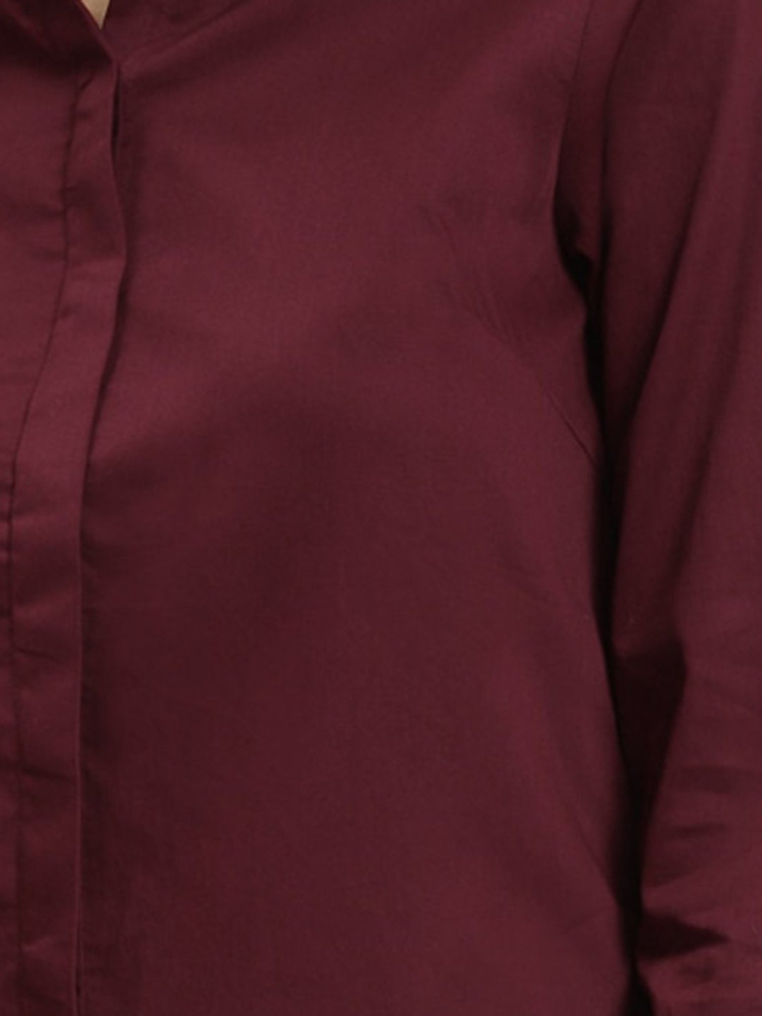 Hancock Maroon Cotton Slim Fit Shirt