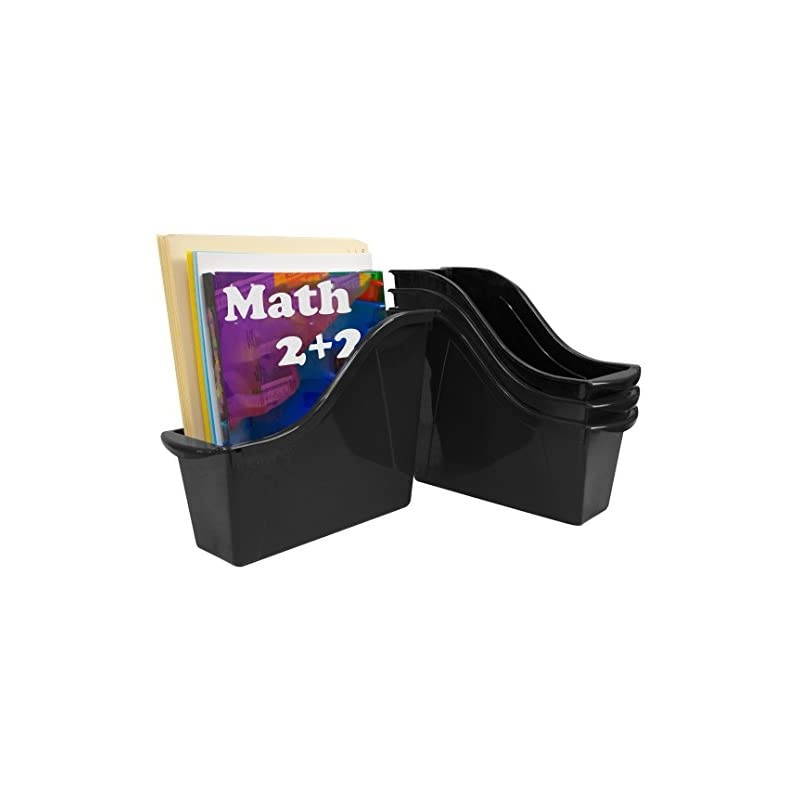 70123E06C Small Book Bin, 6-Pack, 11.75 x 4.5 x 8.5 Inches, Black