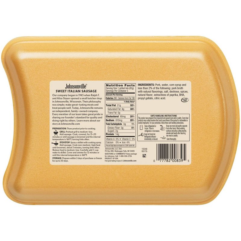 Johnsonville Sweet Italian Sausage Links - 19oz/5ct
