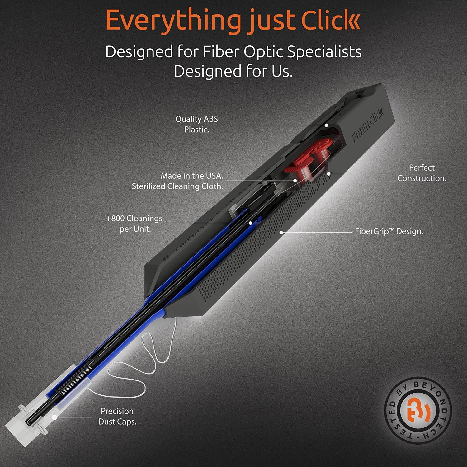 LC Fiber Optic Cleaner Pen 1.25mm Compatible with LC Fiber Connectors and LC SFP Ports - 2 Pack - Beyondtech FiberClick Series