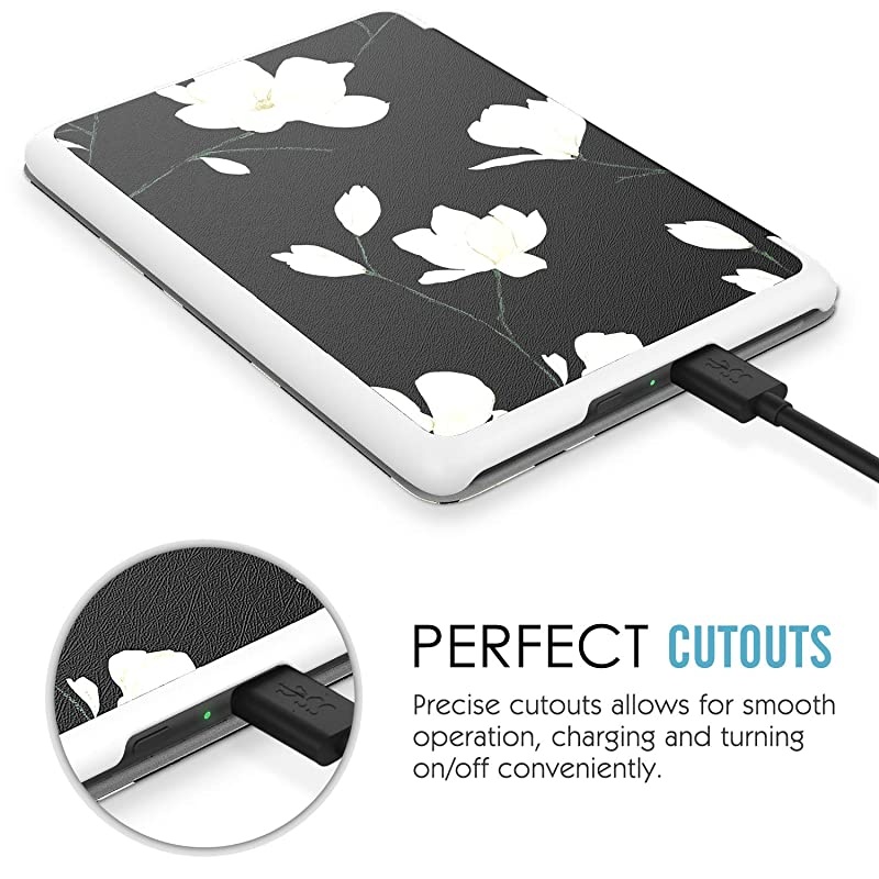 Case Replacement with Kindle Paperwhite 10th Generation 2018 Releases Standing Origami Slim Shell Cover with Auto WakeSleep Fits Kindle Paperwhite EReader Black amp White Magnolia