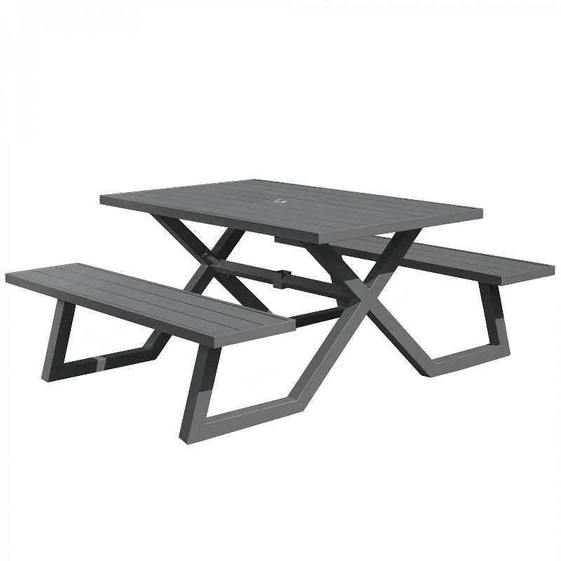 Vivere Banquet Deluxe 5ft Aluminum Picnic Table - Grey Color