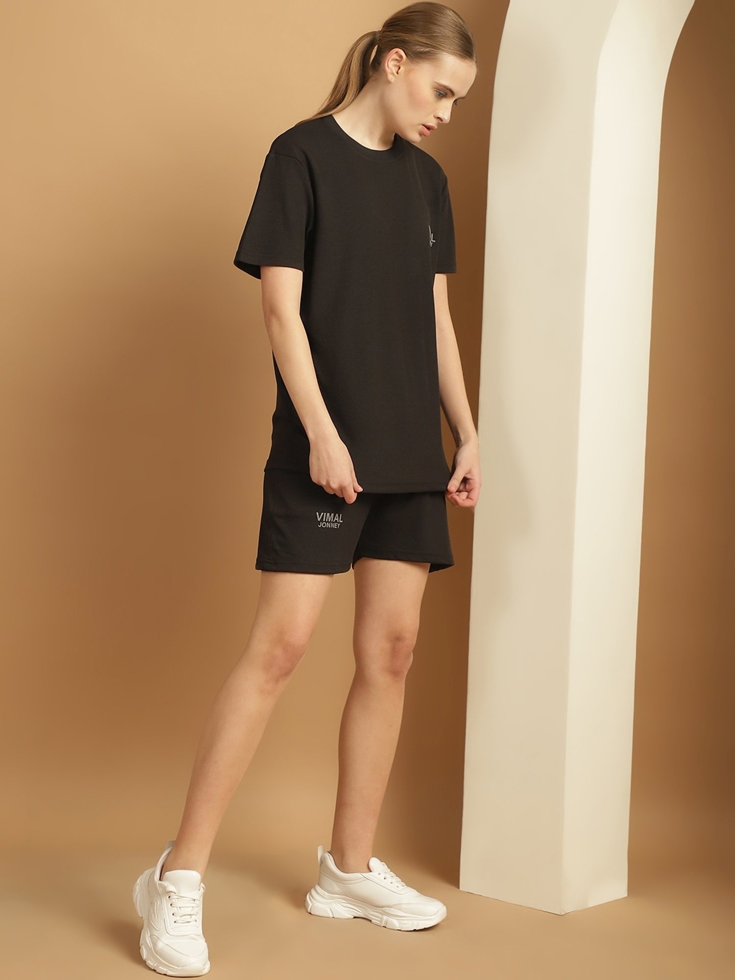 Vimal Jonney Black T-Shirt & Shorts Set