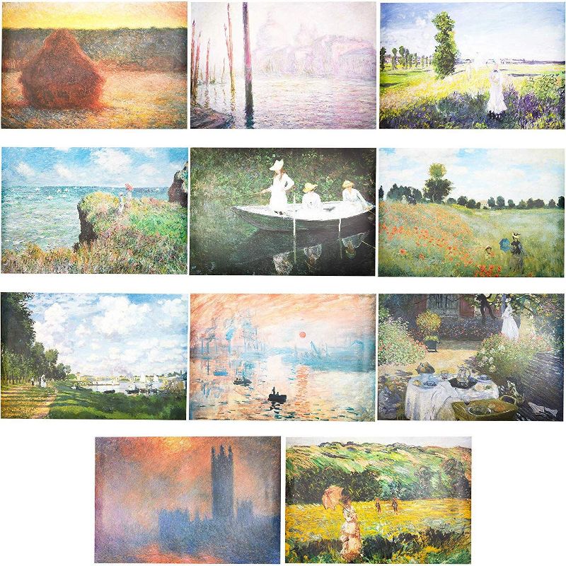 20 Packs Claude Monet Posters Wall Art Print Poster for Home Office Apartment Dorm Wall Decoration, 20 Designs, 13 x 19 inches