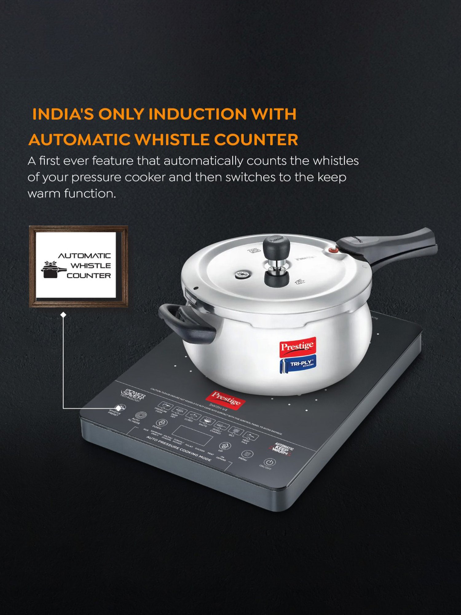 Prestige Swish V4 Black Glass Induction Cooktop 2000W