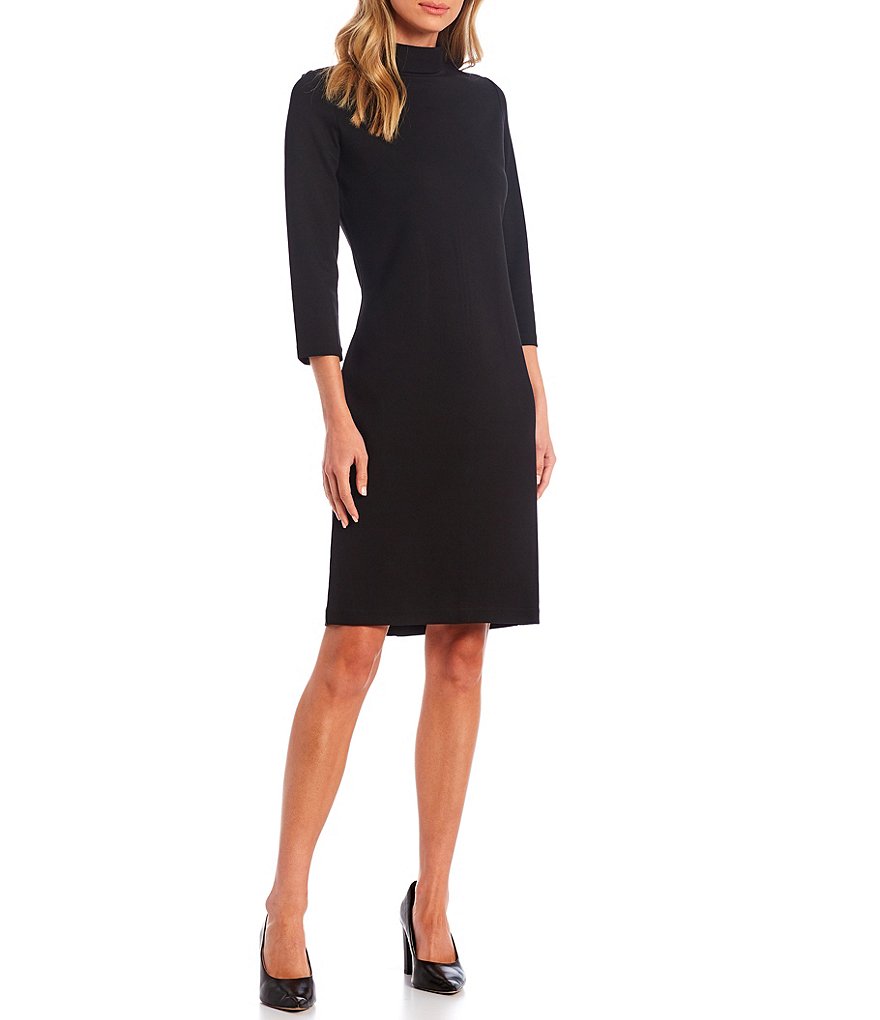 J.McLaughlin Bertha Knit Jersey Mock Neck 3/4 Sleeve Sheath Dress