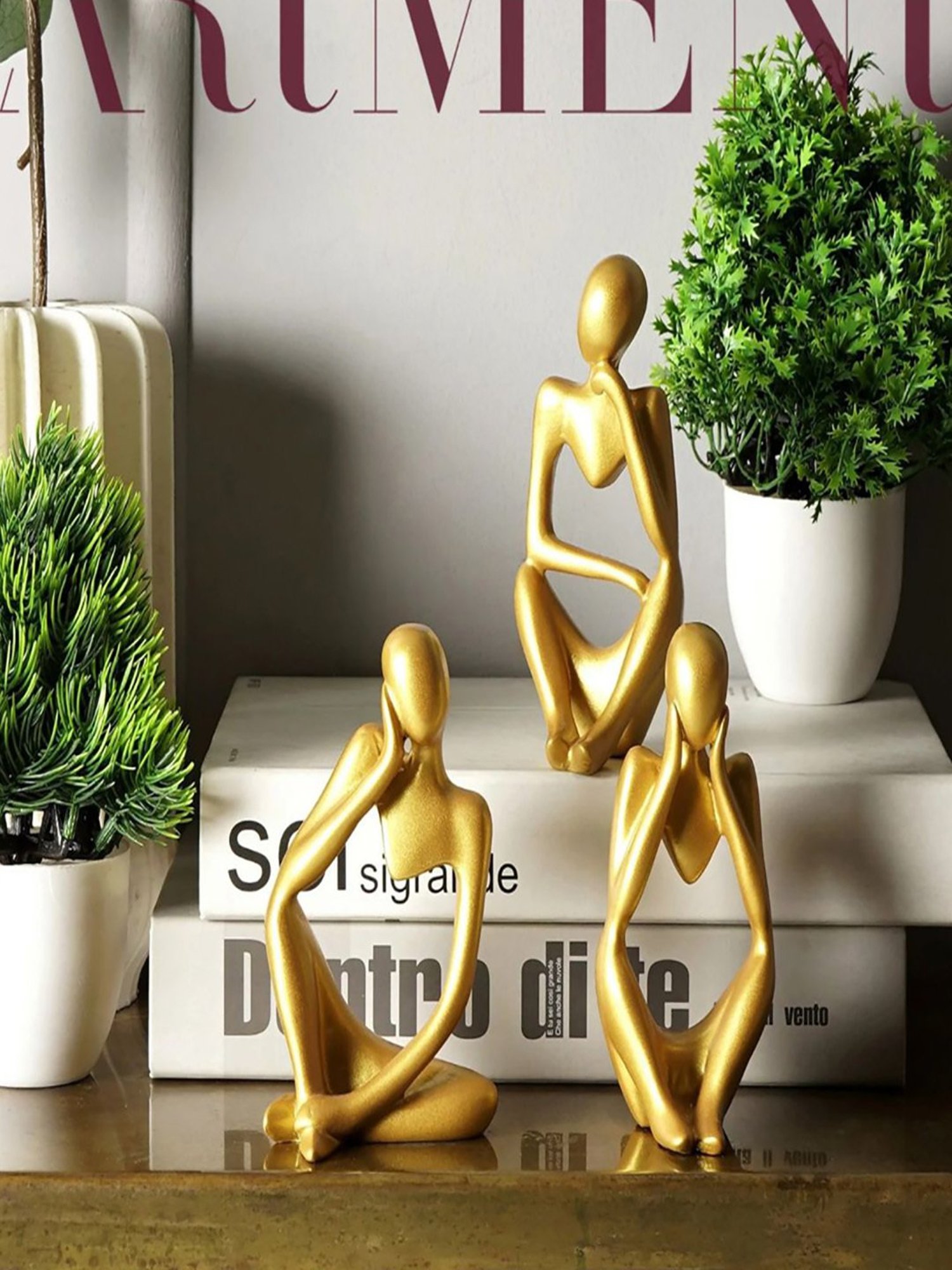 The Artment Gold Resin Abstract Thought Thinker Accent