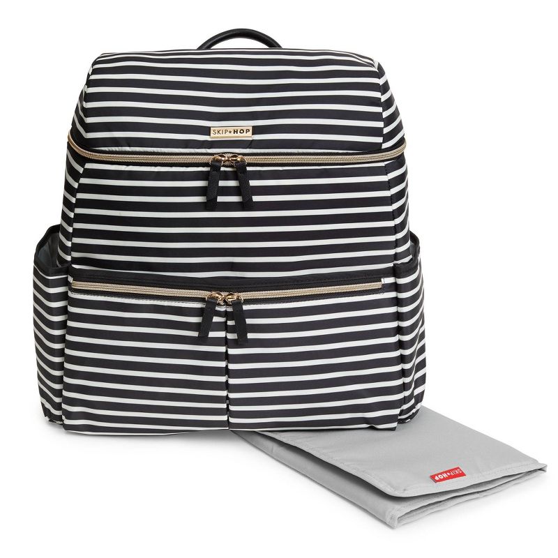 Skip Hop Flatiron Black and White Stripe Diaper Bag Backpack