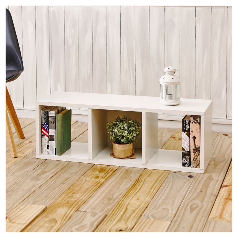 Way Basics Stackable 3 Cubby Eco Storage and Shoe Organizer White