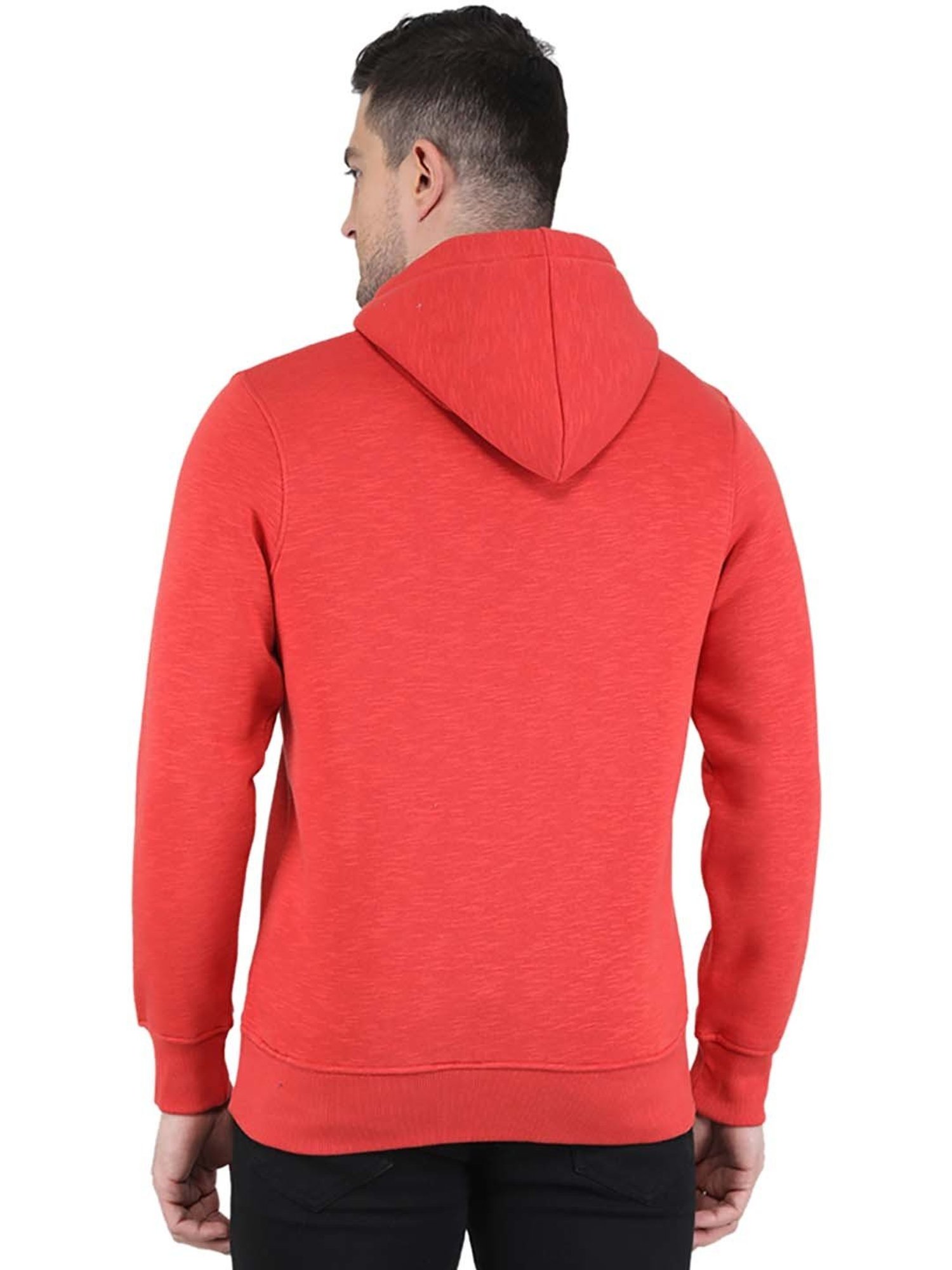 MOCA by Monte Carlo Red Regular Fit Printed Hooded Sweatshirt