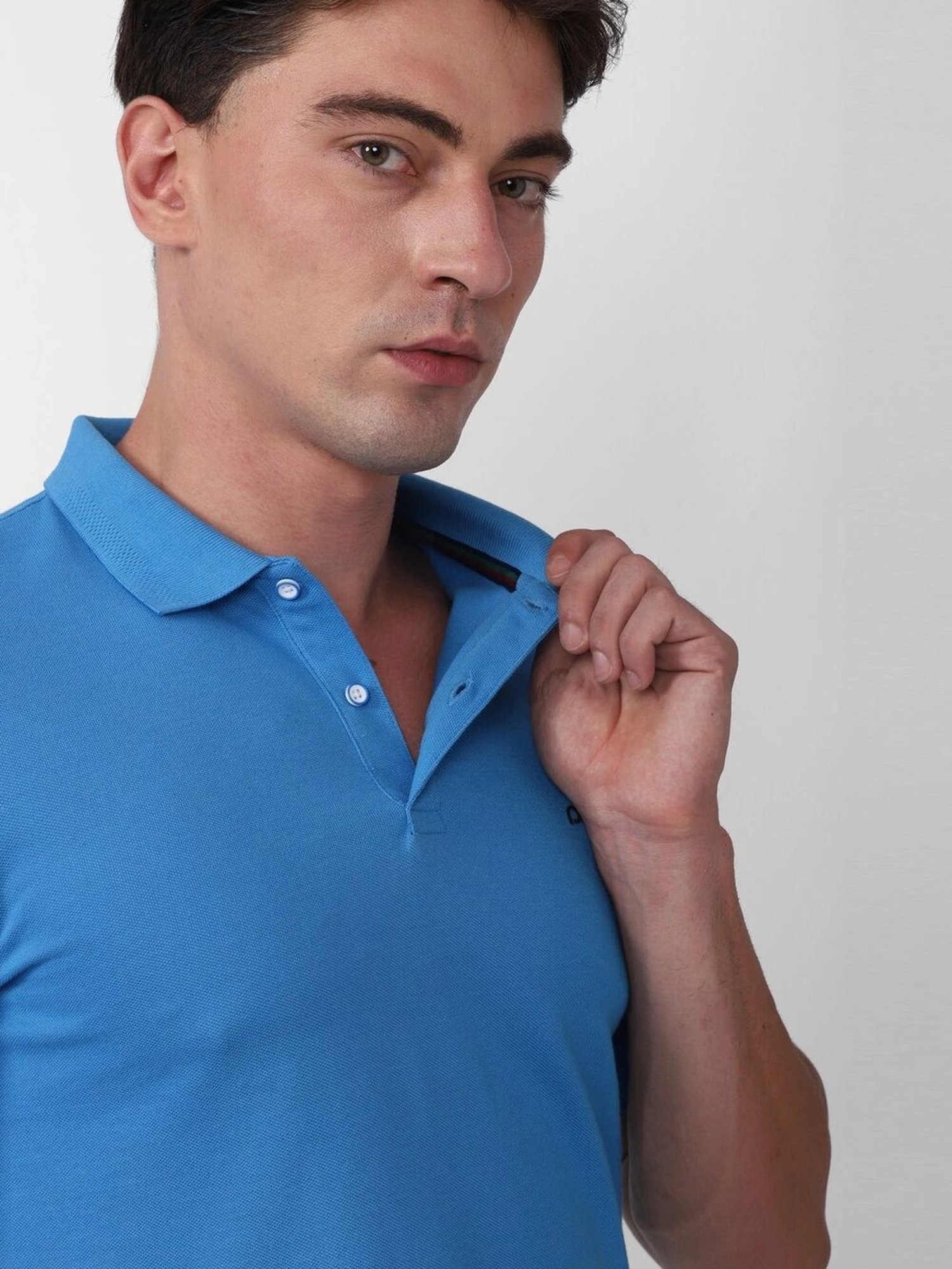 Peter England Blue Slim Fit Polo T-Shirt