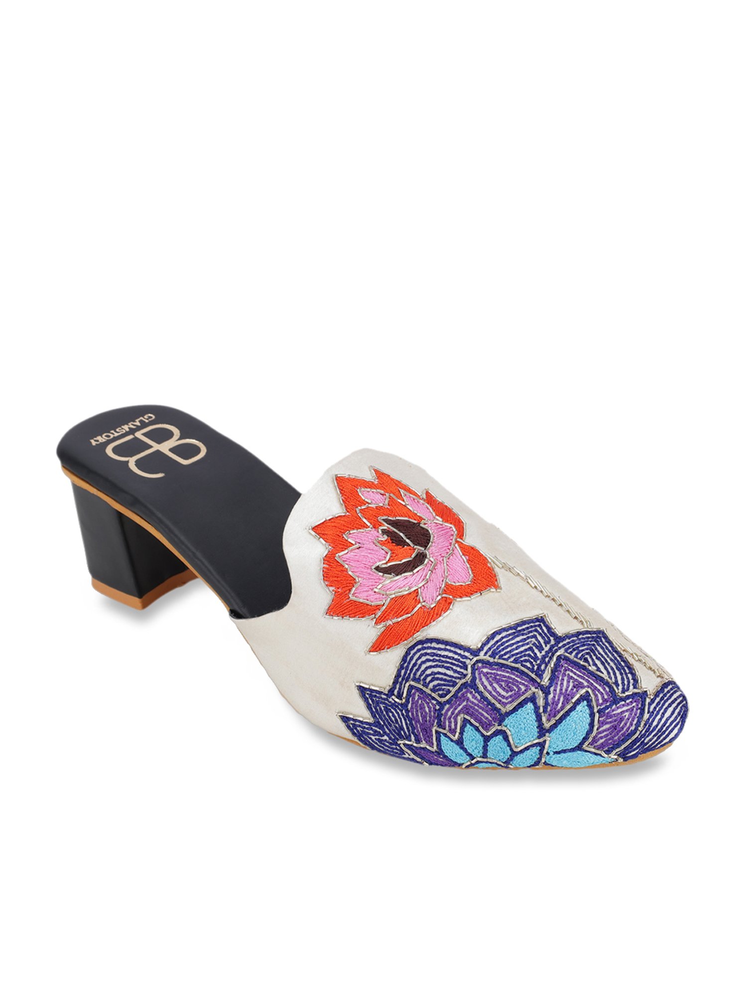 Glam Story Women's Masakali White Mule Shoes