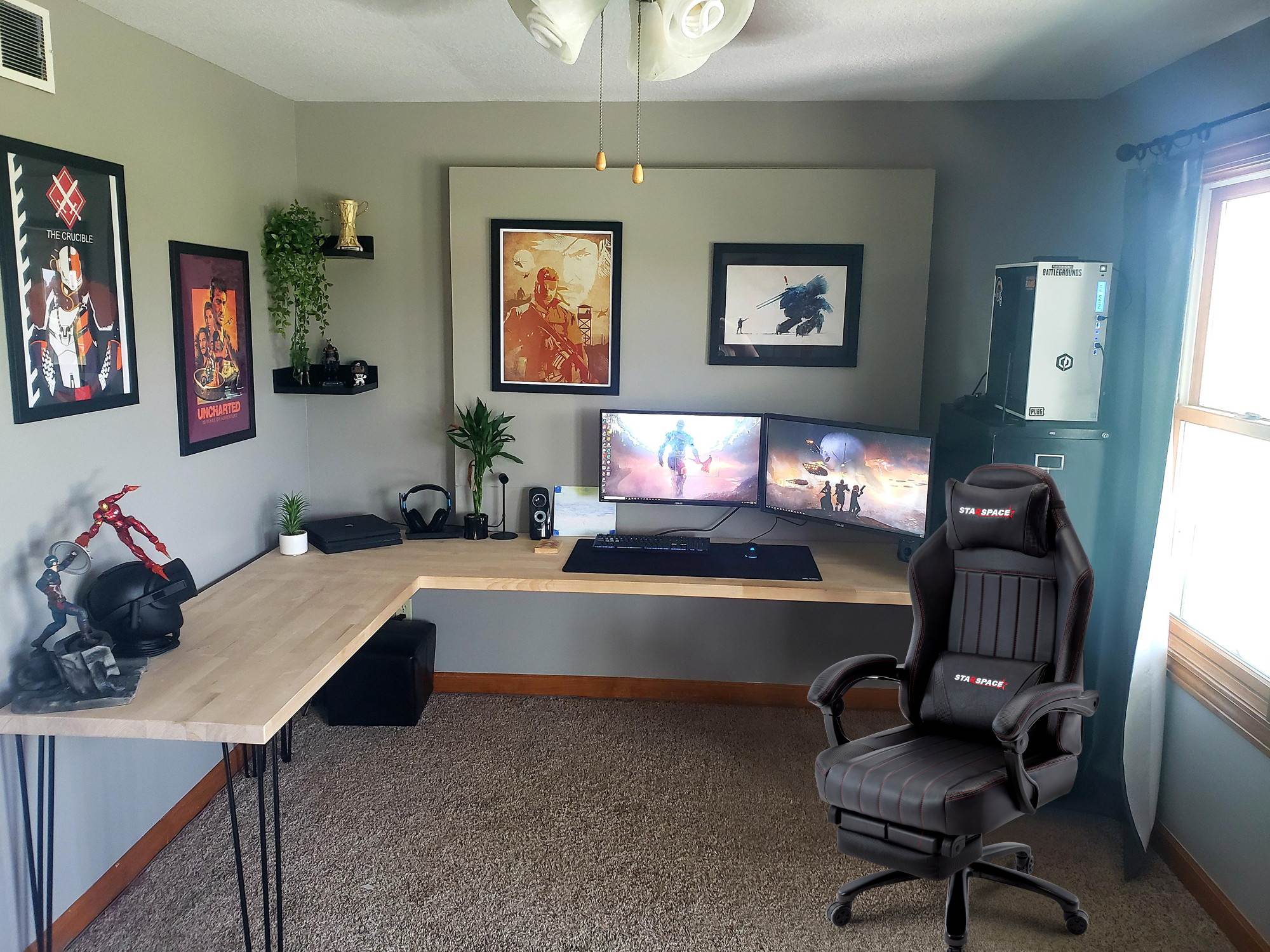 STRASPACE Big & Tall 400lb Memory Foam Reclining Gaming Chair Metal Base - Adjustable Back Angle and Retractable Footrest Ergonomic High-Back Leather Racing Executive Computer Desk Office Chair, Blue