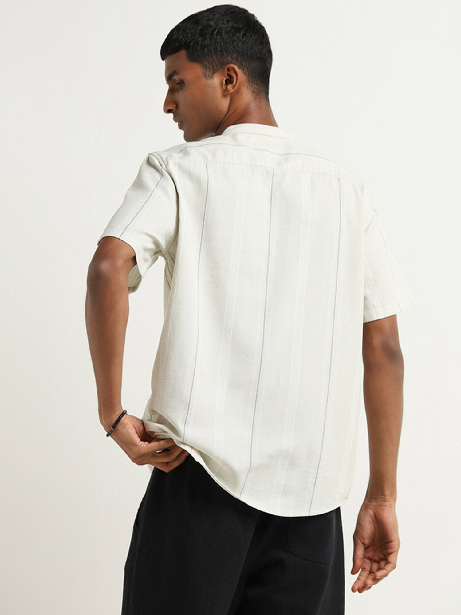 ETA by Westside Light Sage Striped Resort Fit Shirt