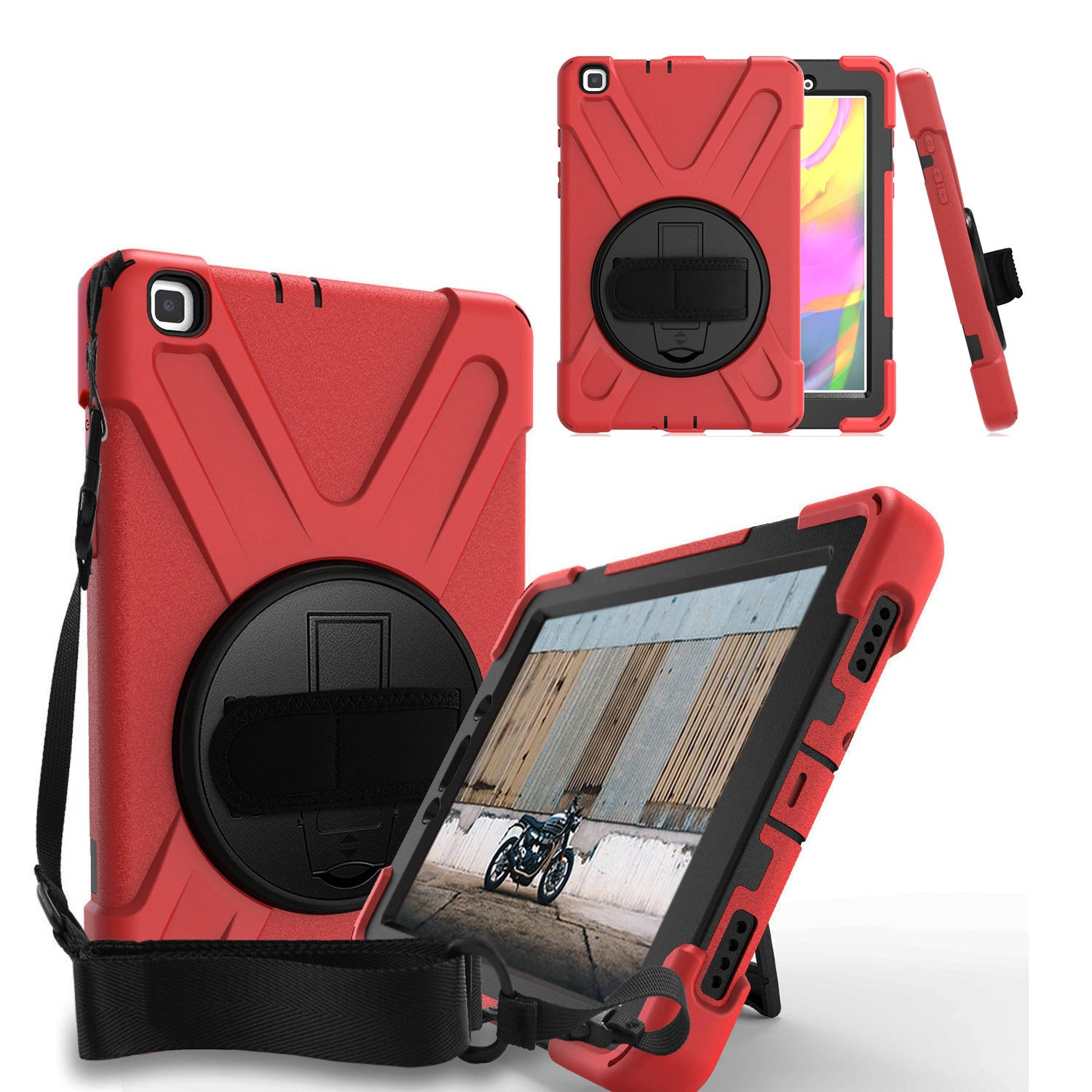 Galaxy Tab A 8.0 T290 Case, Heavy Duty Rugged Shield Case, Shockproof Drop Protection Kickstand Handstrap Shoulderstrap For Samsung Galaxy Tab A 8.0 2019 SM-T290 [Black]