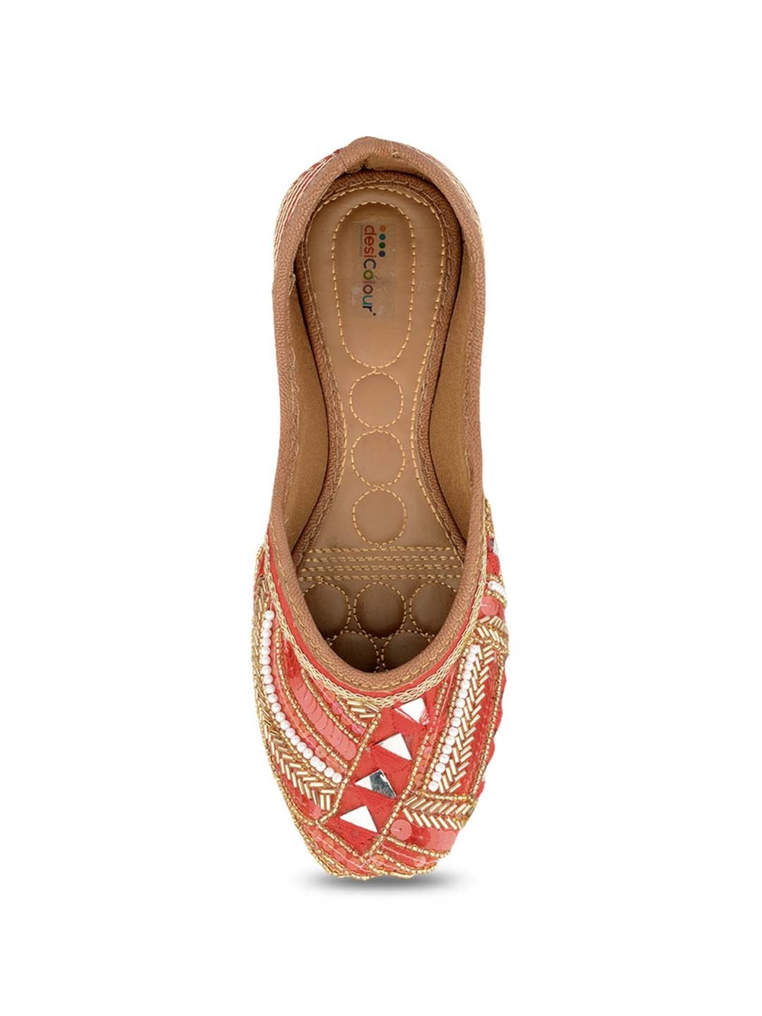 Desi Colour Women's Red Ethnic Juttis