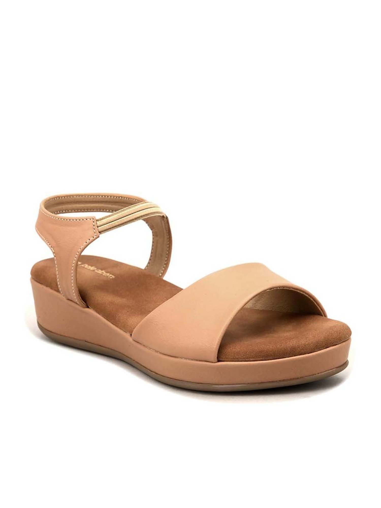 Pelle Albero Women's Beige Ankle Strap Wedges