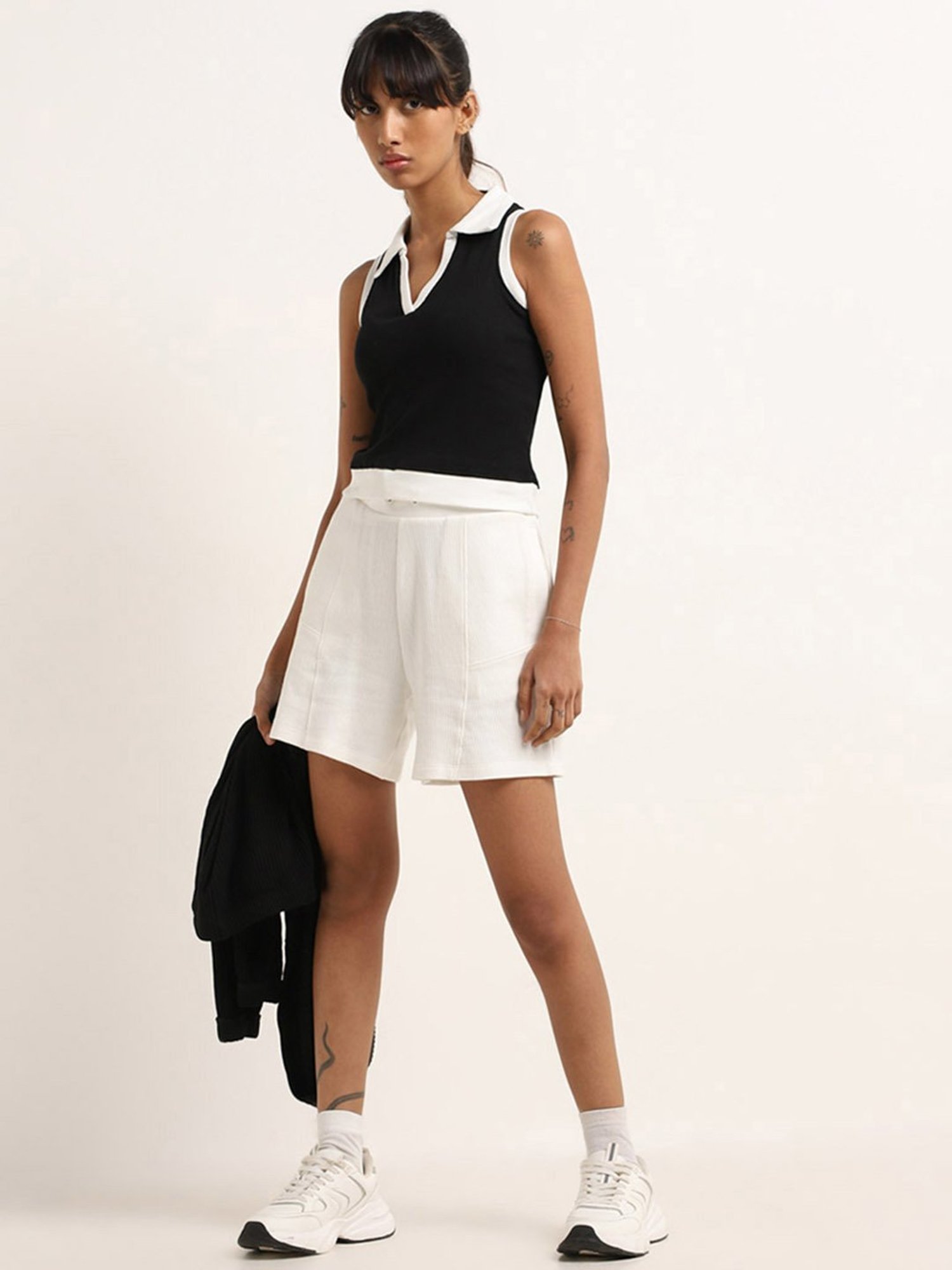 Studiofit by Westside Black Ribbed T-Shirt