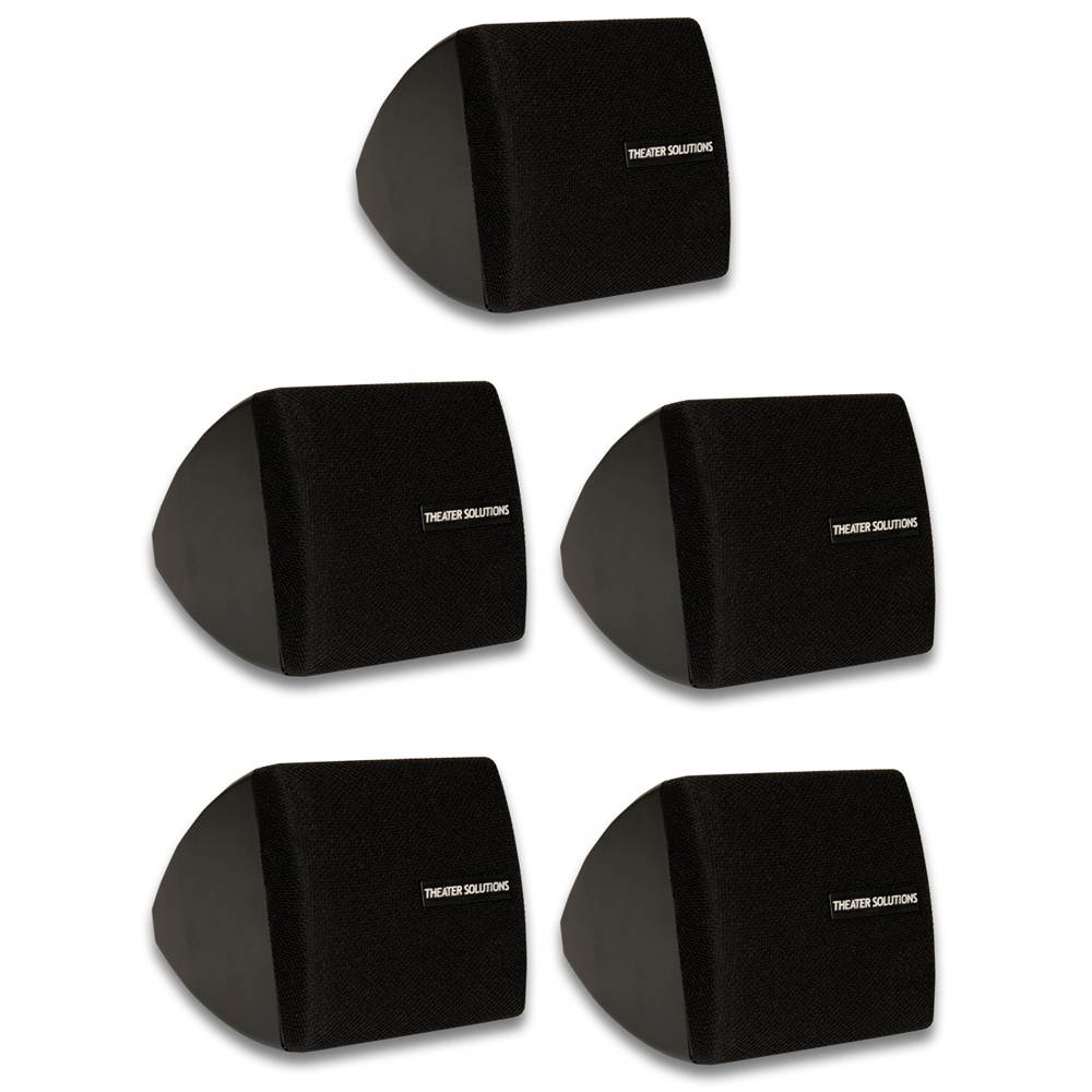 Theater Solutions TS30B Mountable Indoor Speakers Black Bookshelf 5 Piece Pack