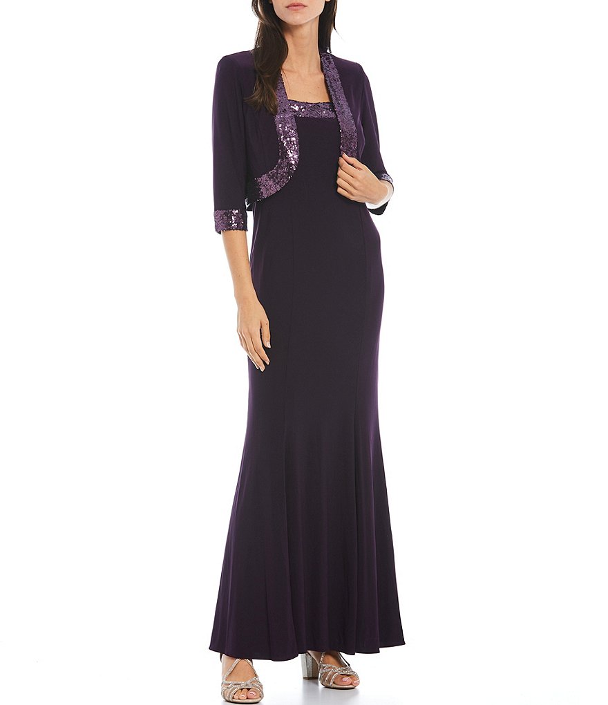 Le Bos Sequin Trim 2-Piece Jacket Dress