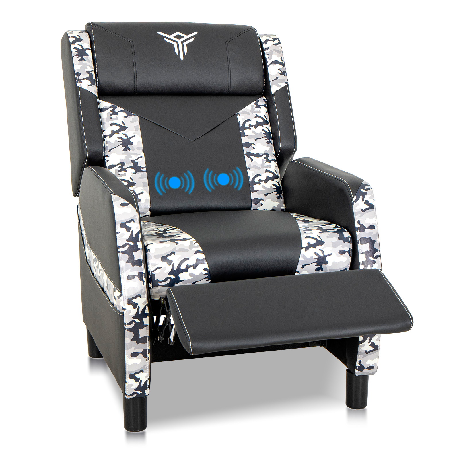 ELECWISH Massage Gaming Recliner Chair Racing Style Single Lounge Sofa PU Leather Reclining with Footrest and Massage Function Gaming Room Recliner Home Theater Seating(Black Blue White)