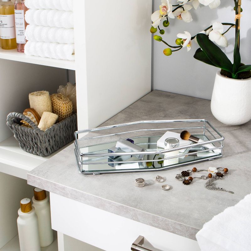 Double Rail Design Bathroom Tray Chrome - Home Details