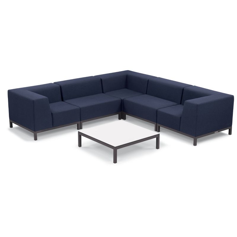6pc Koral Modular Sectional Set and Table Carbon/Spectrum Indigo - Oxford Garden