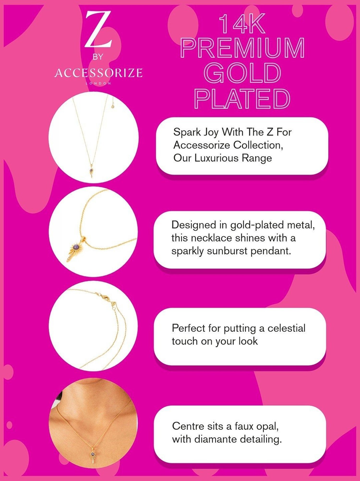 Accessorize London Real Gold-Plated Faux Opal Sunburst Necklace