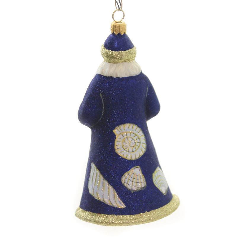 Joy To The World 6.5" Beachy Santa Ornament Glitterazzi Shell  -  Tree Ornaments