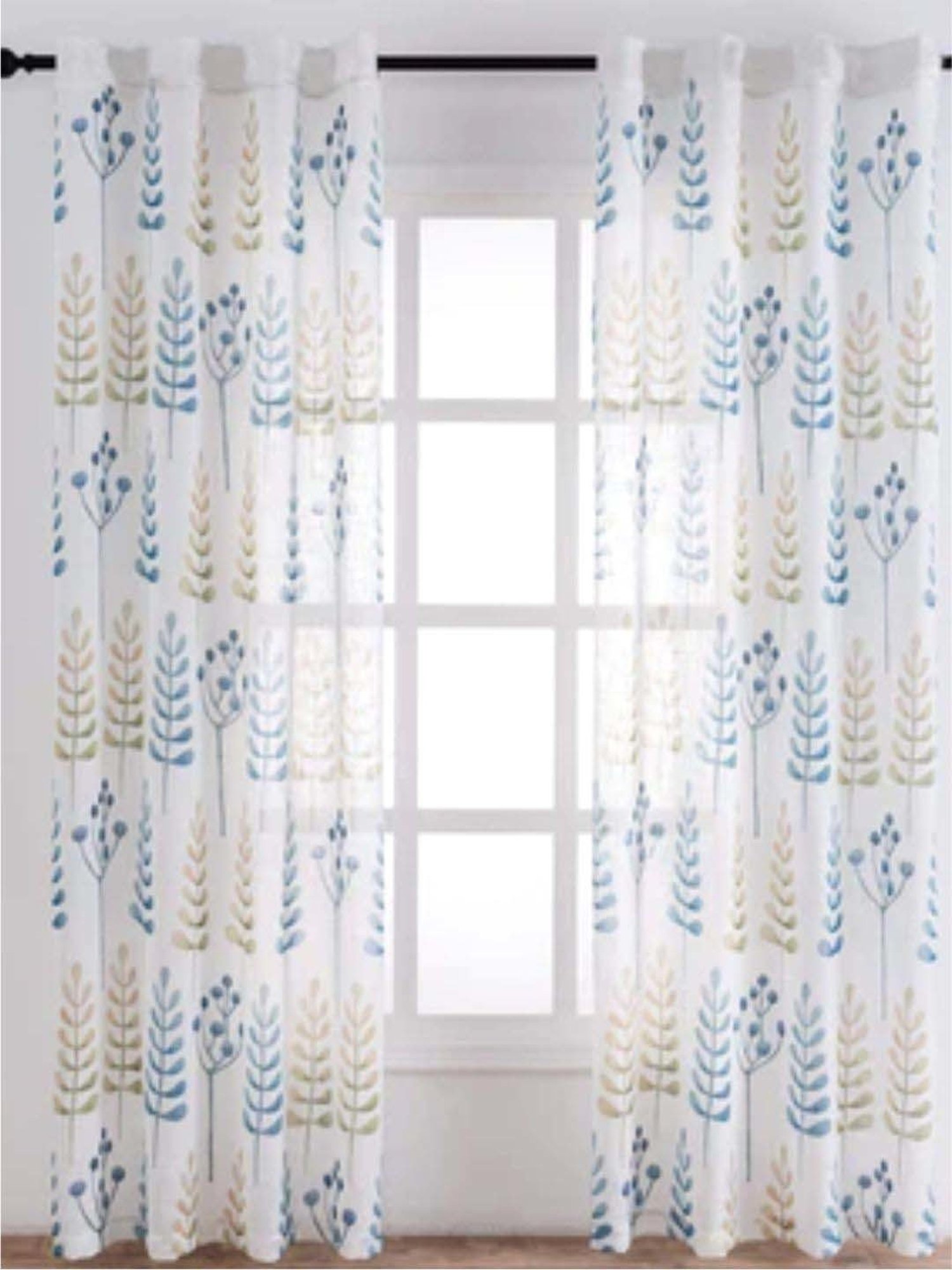 Urban Space Multicolor Linen 5 Ft. Window Curtain With Rod Pocket - Set of 2