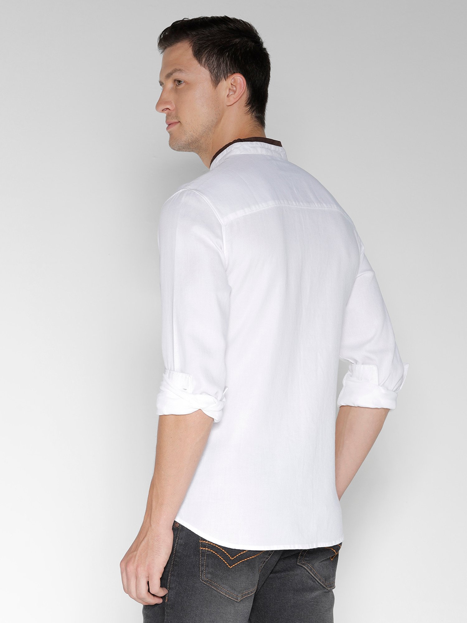 Identiti White Slim Fit Textured Shirt
